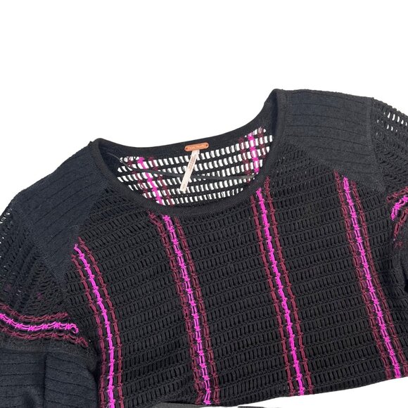 Small Free People Babes Only Black Short Sleeve Sweater Mesh Urban Outfitters - Picture 3 of 9